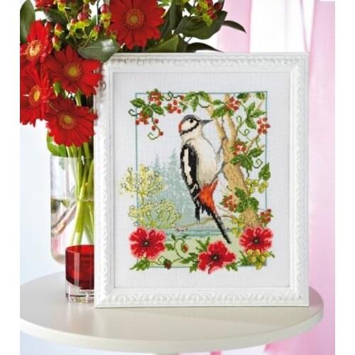 Top Quality Lovely Cute Counted Cross Stitch Kit Winter Woodpecker Bird Hickwall Pecker Peckerwood