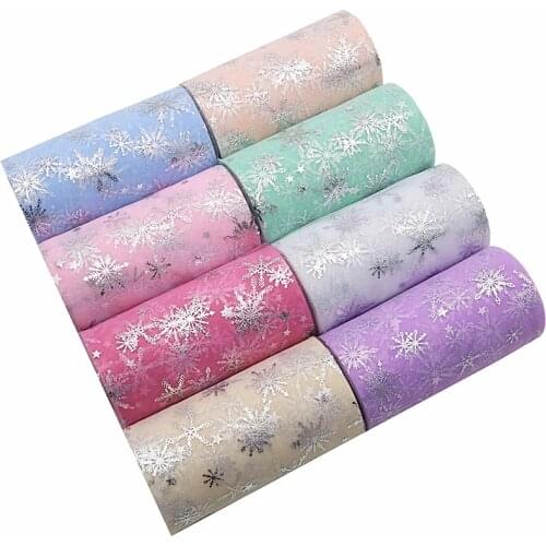 13cm X25YD Snowflake Tulle Roll Baby Skirts Tulle Knit Sewing Mesh Fabric DIY Tutu Skirt Organza Birthday Party Christmas Dec