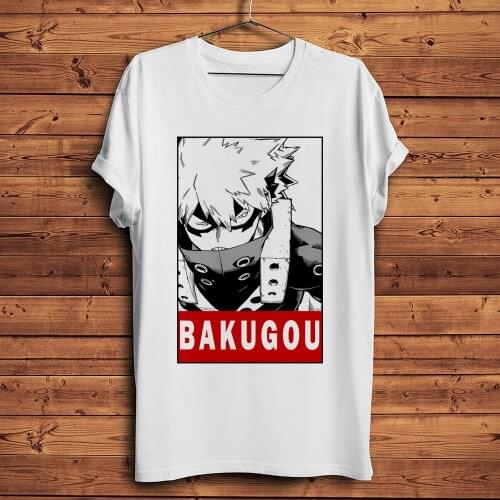 MHA Bakugou Katsuki Funny Anime t shirt Men Homme New White Casual Tshirt Unisex My Hero Academia Streetwear Otaku Tee