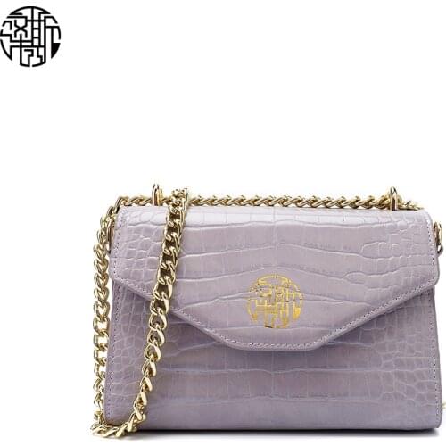 Zenos New Arrival Alligator Embossed Chain Shoulder Bags Crossbody Femme Pu Leather Bags Purse