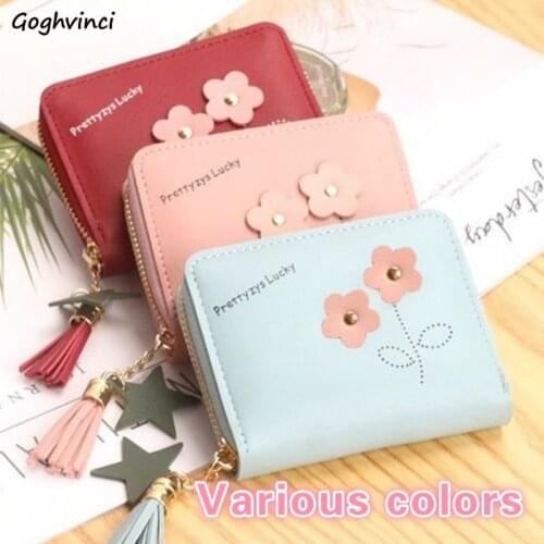 Wallets Women Tassel Appliques Floral Sweet Kawaii Womens Zipper Purse Students Carteira Korean Style Leisure Money Bag Ulzzang