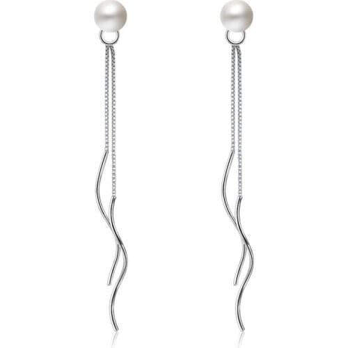 100% 925 sterling silver new arrival pearl ladies' tassels stud earrings women jewelry wholesale birthday gift cheap