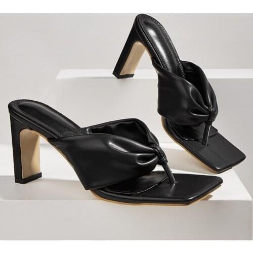 2021 Women Slippers Fashion Open Toe Ladies Thick High Heels Sandals Shoes Solid Female Flip Flops Casual Party Woman Slippers