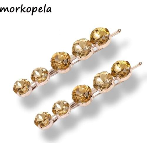 Morkopela Geometry Crystal Hairpin Jewelry Fashion Pairs Hair Clip For Women Banquet Party Hair Pins Accessories