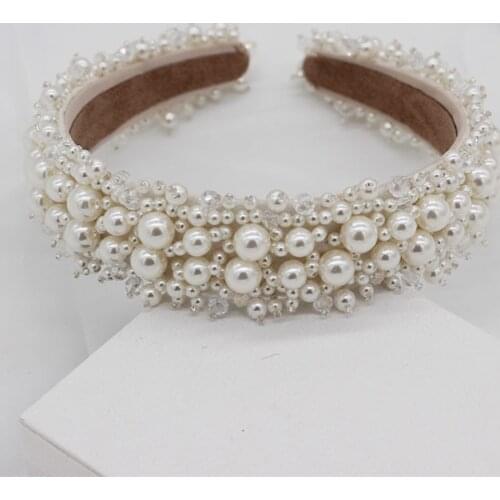Fashion Pearls Women Hairband Crystal Bridal Tiara Hair Crown Wedding Party Prom Headpiece Accessories