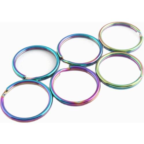 10pcs Metal O rings Key Holder Split Rings Keyring Rainbow Color Cute Keychain Key fob Split ring Keyring finding