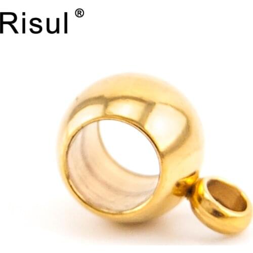 10 units Stainless Steel golden 6/8mm large hole bead loop charm Pendant Slide Bead Bails Necklace Bracelet Charm bead
