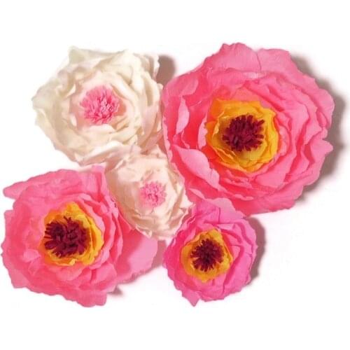 2018 Giant Crepe Paper Flowers Artificial Flowers Flores Artificiale 5PCS For Wedding & Event Backdrop Baby Nursery Shower
