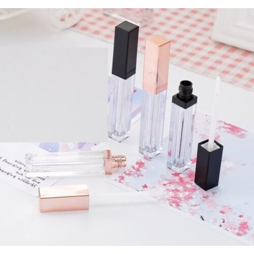 5ML Lip Gloss Wand Tubes Square Black Rose Gold Lip Gloss Tube Cosmetic Container Empty Lipgloss Containers 10pcs 30pcs 50pcs
