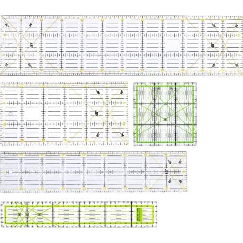 5Pcs/Set Rectangle Patchwork Quilting Drawing Straight Rulers Sewing Tailor Craft Tools