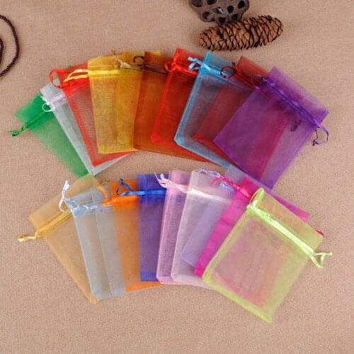 YHBZRET 50PCS Organza Bag Jewelry Packaging Bags 7x9 9x12 10x15 13x18CM Wedding Party Decoration Drawable Bags Gift Pouches