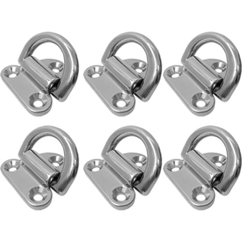 6pcs Big Rings Stowable Foldable Cleat Ring Hook Traction Lashing Hitch For Trailer Trucks, Boats, Cars
