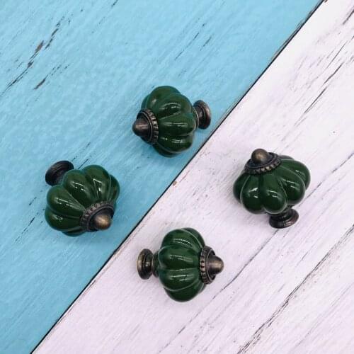 8PCS Green Vintage Knob Metal Ceramic Furniture Handle Cupboard Drawer Pull Kitchen Cabinet Door Wardrobe Handles Hardware