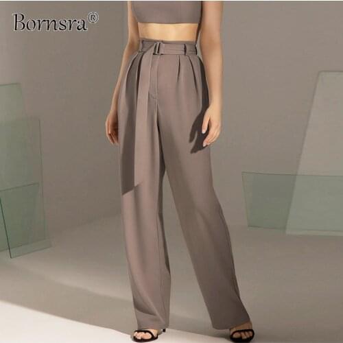 Женские прямые брюки Bornsra China At AliExpress