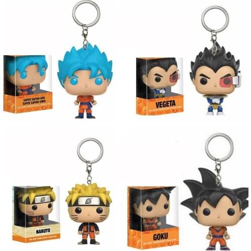 Dragon Ball Keychain Q Version Doll Pop Key Chain Holder Goku Vegeta Super Saiyan Goku Key Protector Gift for Fans