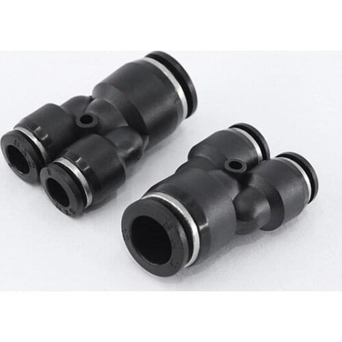 Black PW 6/8/10/12/16 series 3-way quick connector Pneumatic Components including