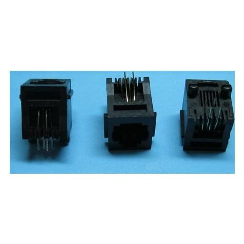 Black 6P4C With flange Top entry Modular Network PCB Jack Connector 800 Pcs per lot