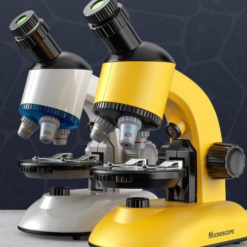 Kids Microscope Objects and Specimen Observation Desktop Beginner Microscope Kit Battery Operated with LED Light for Boys Girls