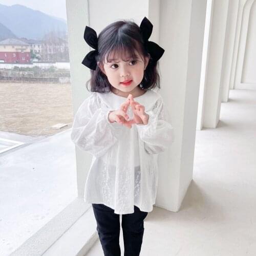 Long Style Children Clothes Spring Summer Girls Cotton Blouses Shirts Kids Teenagers Costume Ruffle Princess Birthday Party High