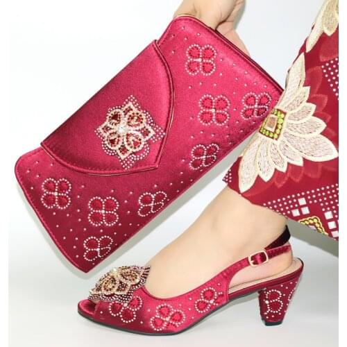 Doershow fashion African Women Matching Italian Shoe and Bag Set gold Italian Shoe with Matching Bag for Wedding!HIM1-11