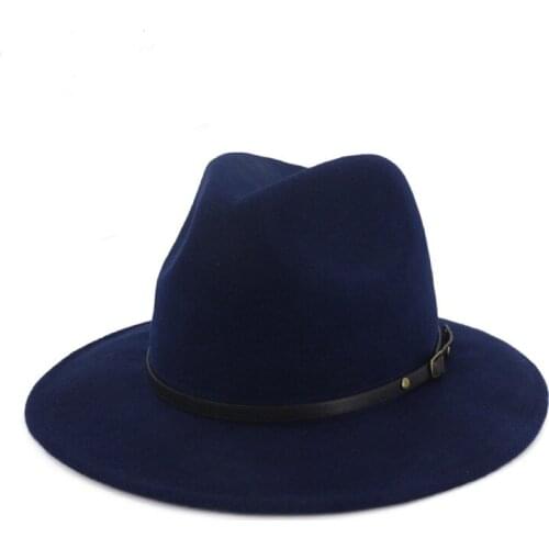 2021 new Trend Unisex Flat Brim Wool Felt Jazz Fedora Hats Men Women Leopard Grain Trilby Panama Formal Hats HF37