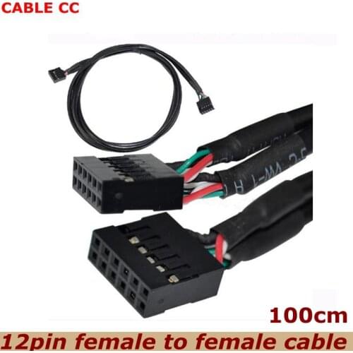 100cm 12-pin female to female USB connector socket internal motherboard extension cable computer case cable