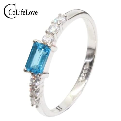 Fashion topaz silver ring for wedding 3 mm * 5 mm natural VVS topaz silver jewelry solid 925 sterling silver topaz ring romantic