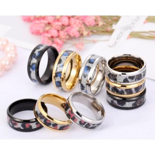 Factory direct sales European and American fashion leopard pattern titanium steel ring Valentines day gift stainless steel ring