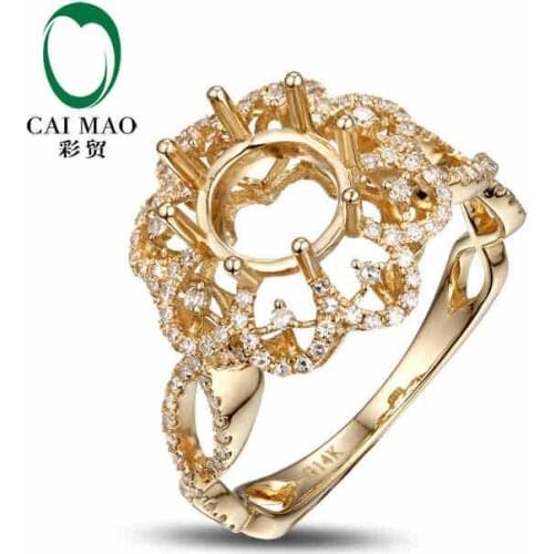 CaiMao Round cut Semi Mount Ring Settings &0.58 ct Diamond 14k Yellow Gold Gemstone Engagement Ring Fine Jewelry