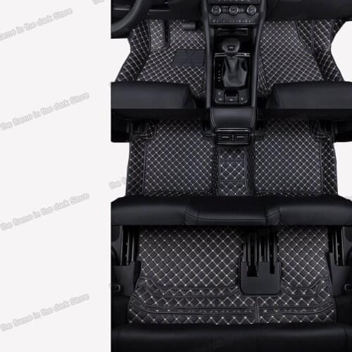 Leather car floor mats for skoda kodiaq 2016 2017 2018 2019 2020 2021 2022 interior accessories carpet cover foot gt waterproof