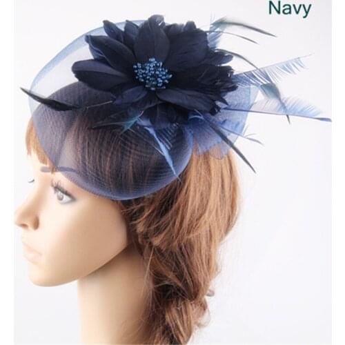 Crinoline Fascinator with Feather Flower Bridal Hair Accessories Fashion as Wedding Headwear Party Hats Multiple Colors Select