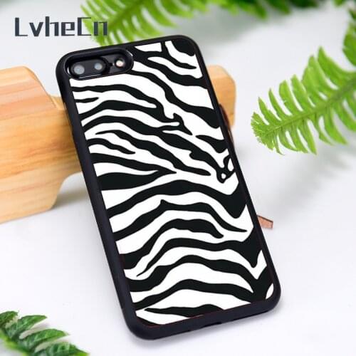 LvheCn Silicone Rubber Phone Case Cover for iPhone 6 6S 7 8 Plus X XS XR 11 12 Mini Pro Max Zebra Print
