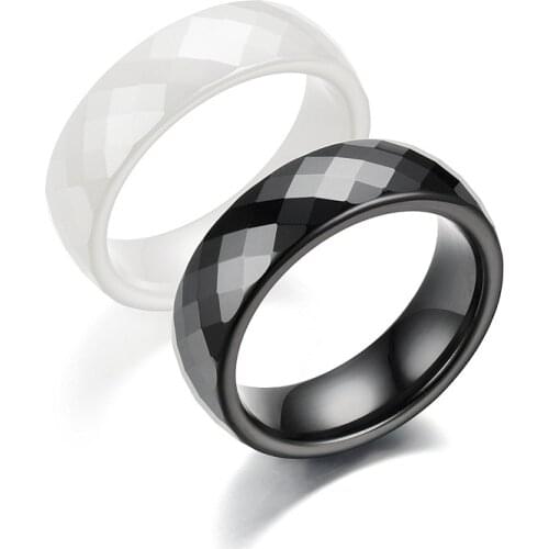 Trendy 6MM Black & White Cutting Ceramics Rings Jewelry Classic Wedding Engagement Rings For couples
