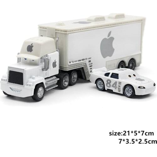 Disney Pixar Cars Lightning Mcqueen 2Pcs/Lot No.84 Apple Mack Truck & Racer Diecast Metal Alloy Model Figures Toys Gift For Kids