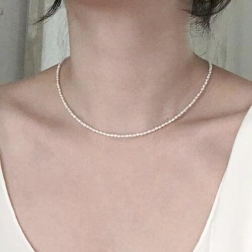 Fashion Simple Natural Freshwater Pearl Necklace Minimalist Delicate Jewelry For Women Classic Real Pearl Choker Wedding Gift