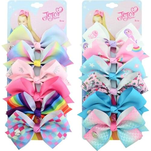 6pcs/set Disney Mickey 5 Inch Bow Hairpin Set 6 Color One Card Childrens Hairpin Baby Headdress Hair Accessories Birthday Gifts