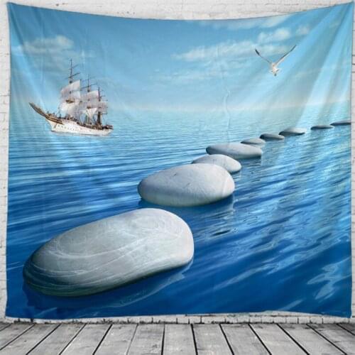 3D Printing Seascape Tapestry Wall Hanging Bed Spread Beach Towel Table Cloth Yoga Mat Happy New Year 2021 3D Mat large size