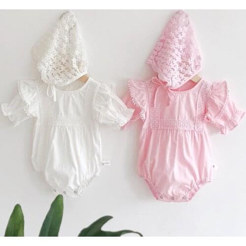 New Arrival Newborn Baby Girls Lace Bodysuit Jumpsuit Playsuit Summer Short sleeve Clothes Outfits