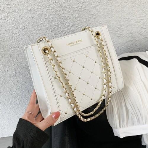 New Luxury Handbags Women Bags Designer Rivet Large Shoulder Crsosbody Bag Leather Pu Female Purse Satchels Sac A Main Femme