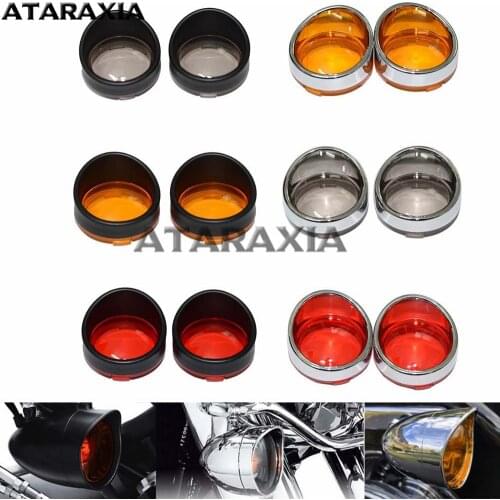 Motorcycle Visor-Style Turn Signal Bezels w/ Smoke/Red/amber Lens for Harley Dyna Softail Sportster FLHX Street Glide
