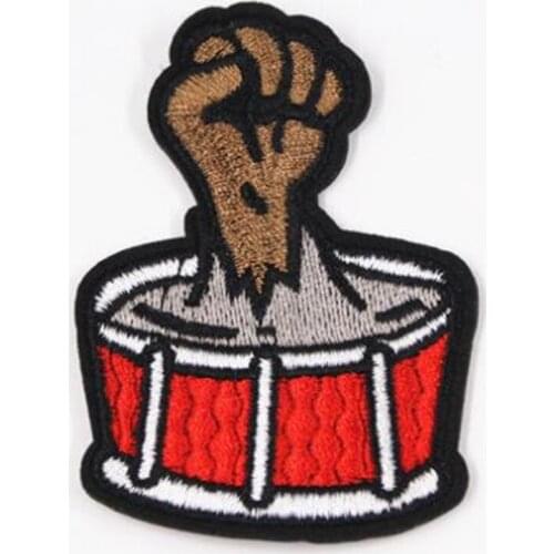 Clothing diy embroidery iron on patch deal with it 77mm boxing drum punk biker patches for clothes stickers fabric free shipping