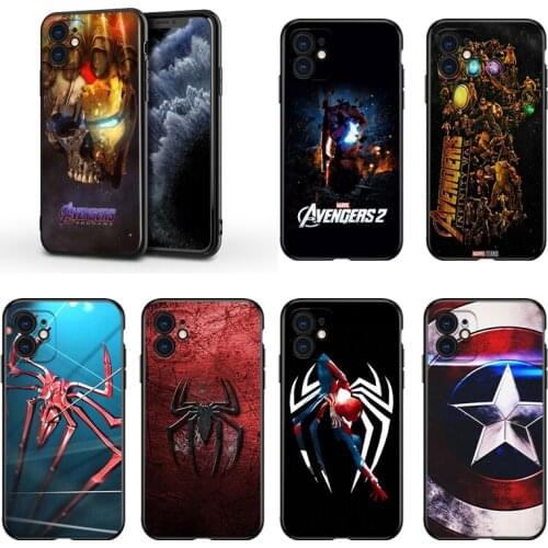 Marvel Avengers Infinity Gauntlet Logo For Apple iPhone 13 12 11 Mini XS XR X Pro MAX SE 2020 8 7 6 5 5S Plus Black Phone Case