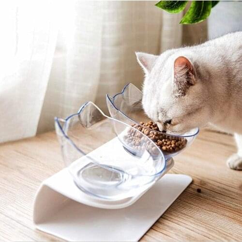 Elevated Cat Bowls with Raised Stand Pet Food Water Feeder Bowl 15° Tilted Pet Bowl Suit for Cats Small Dogs