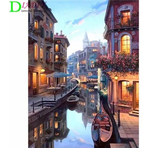 Full square resin 5D diy diamond painting cross stitch Venice Night Landscape diamond embroidery sale crafts Art