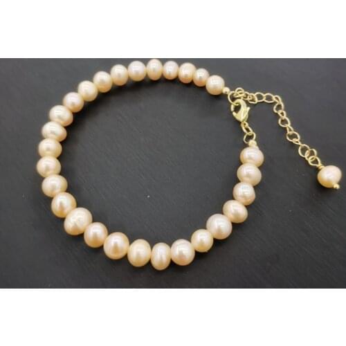 6mm Natural Freshwater Pearl Beaded 14K Gold Filled Adjustable Chain Romantic Pink Pearl Fine Jewelry Customized For Women Gift