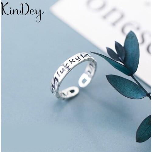 Luxury Brand LUCKY Letter Rings For Women Wedding Engagement Charm Knuckle Rings Men Vintage Jewelry Romantic Party Gift