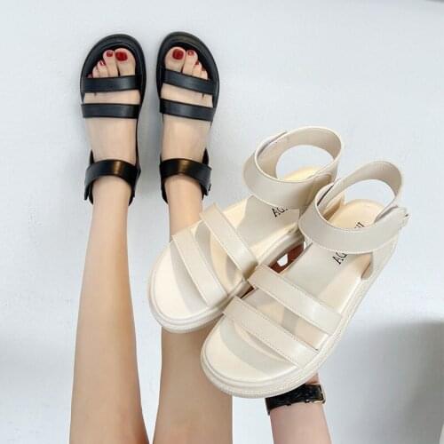 White Platform Sandals Women 2021 Summer Square Toes Shoes Female Black Chunky Sole Ankle Strap Sandals Sport Sandals Women