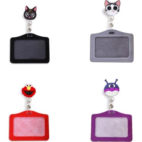New Design 1 Piece Silicone Cat Sesame Street Retractable Nurse Badge Reel With ID Card Fashion Students ID Card Badge Holder