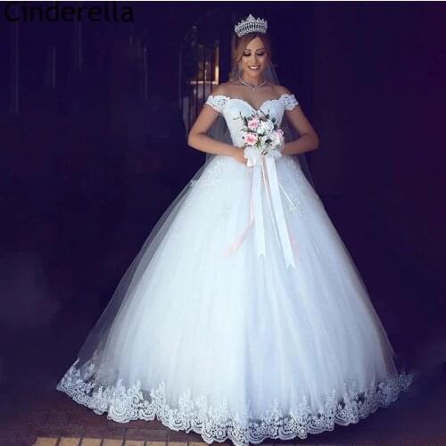 Wedding Dresses Off The Shoulder Ball Gown Tulle Lace Applique Wedding Dresses With Lace Up Bridal Gowns vestido de noiva
