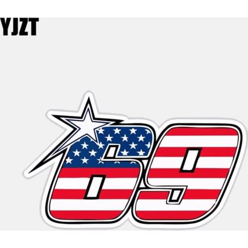 YJZT 14.5CM*8.9CM Personaltiy American 69 Number Motorcycle Car Sticker Decal 6-2839